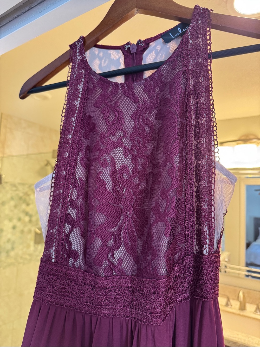Womens Lulu's Forever and Always Burgundy Lace Maxi Dress XS - Picture 7 of 10